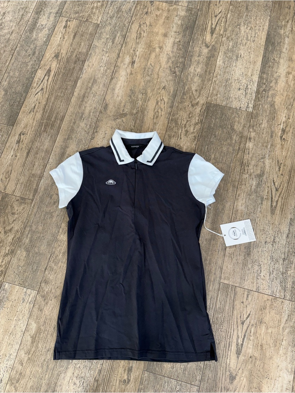 Radmor Lauren Block Zip Polo Golf Blue Short Sleeve Woman Size Small